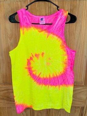 Colortone Yellow/Pink Tye Dye Tank Top